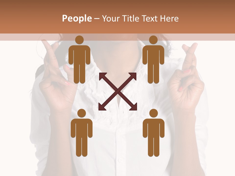 African American Businesswoman Smiling Showing Fingers Crossed PowerPoint Template
