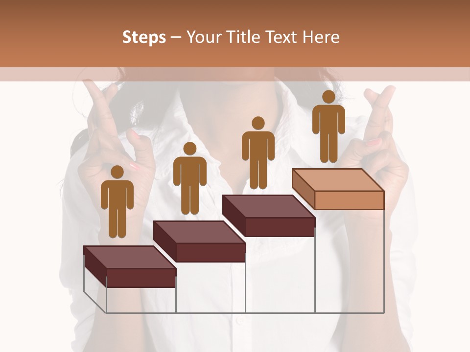 African American Businesswoman Smiling Showing Fingers Crossed PowerPoint Template
