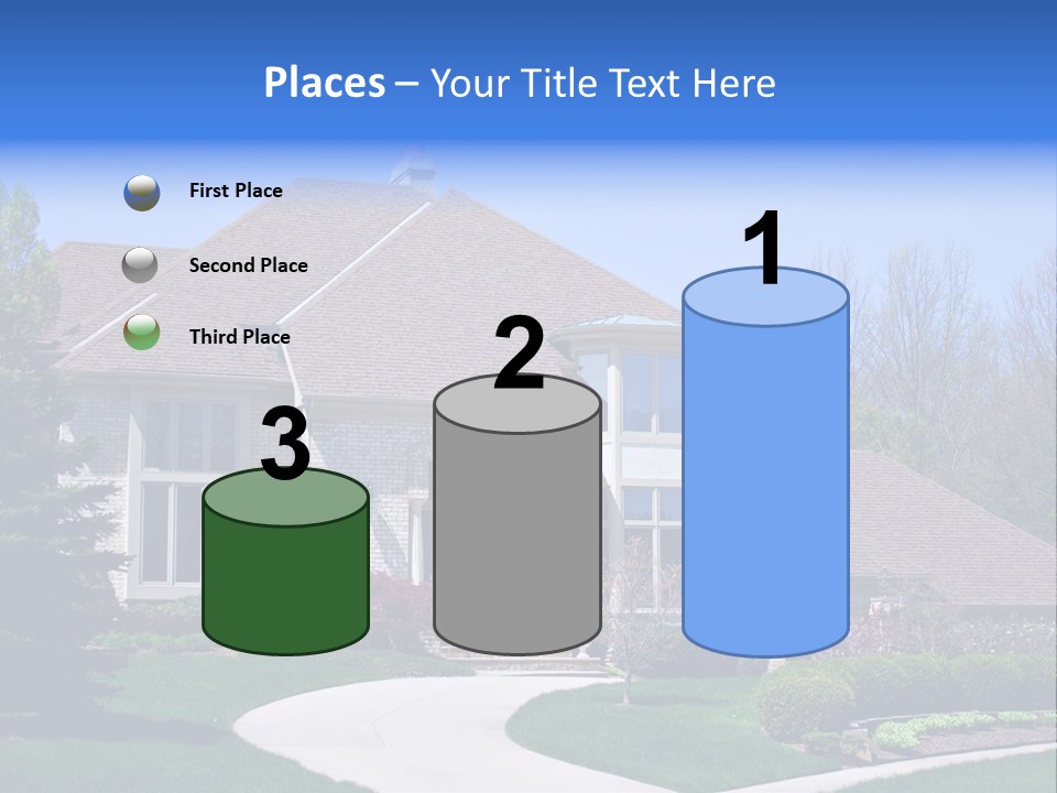 A Large House With A Fountain In Front Of It PowerPoint Template