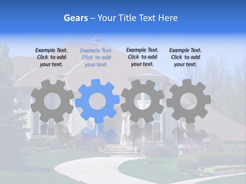 A Large House With A Fountain In Front Of It PowerPoint Template