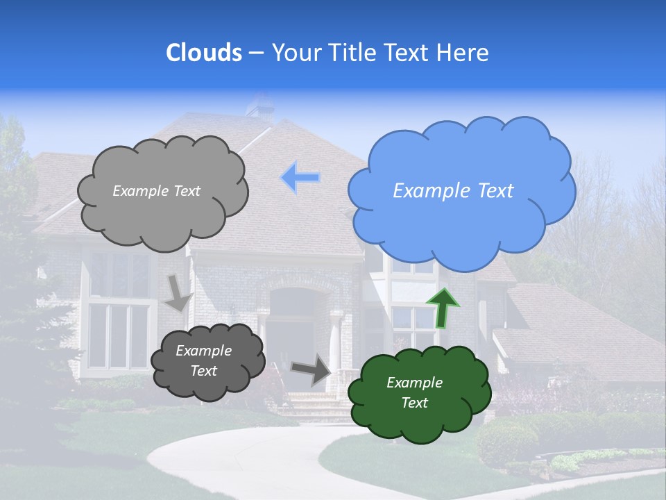 A Large House With A Fountain In Front Of It PowerPoint Template