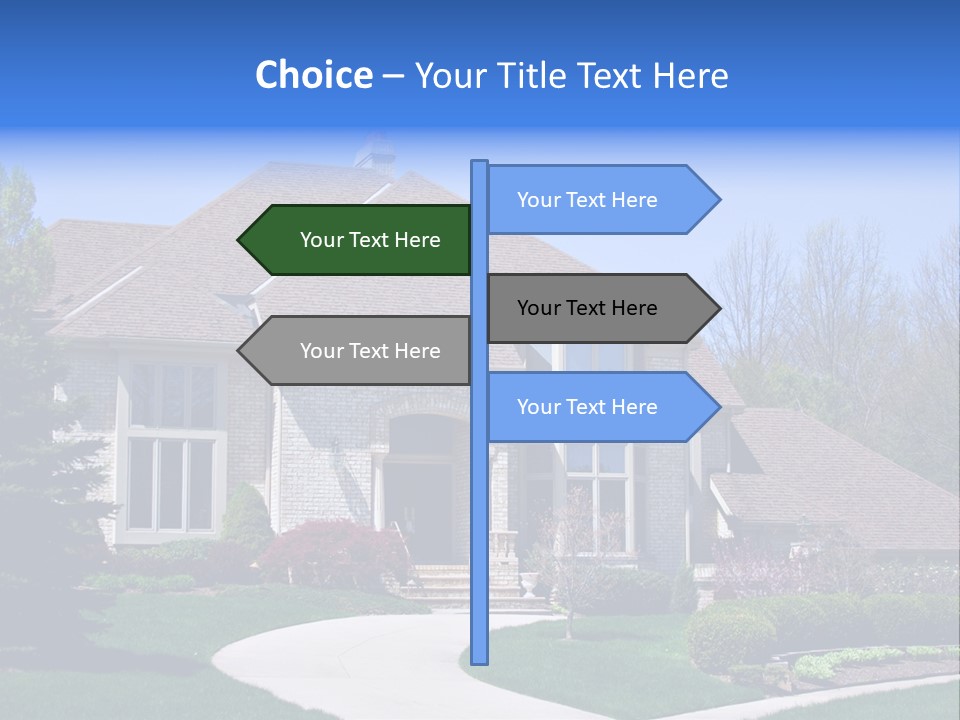 A Large House With A Fountain In Front Of It PowerPoint Template