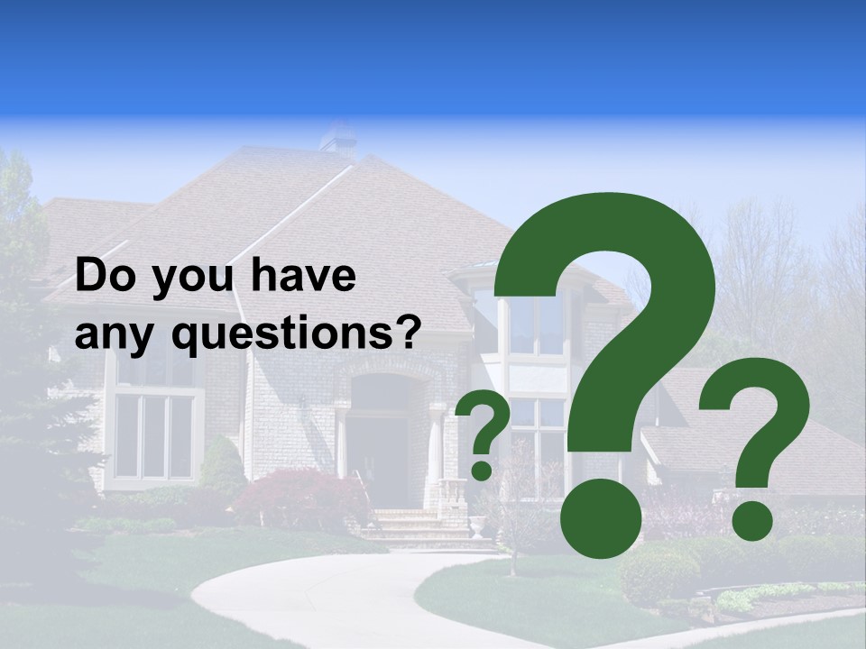 A Large House With A Fountain In Front Of It PowerPoint Template