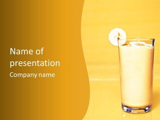 A Glass Of Milk With A Banana On Top Of It PowerPoint Template