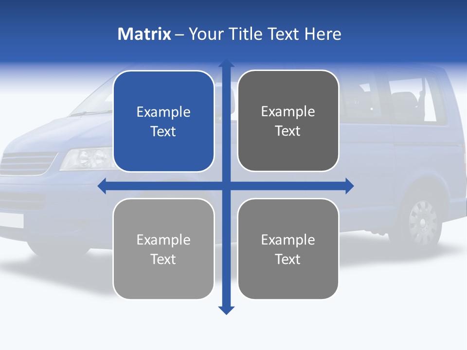 A Blue Passenger Van Isolated On White PowerPoint Template