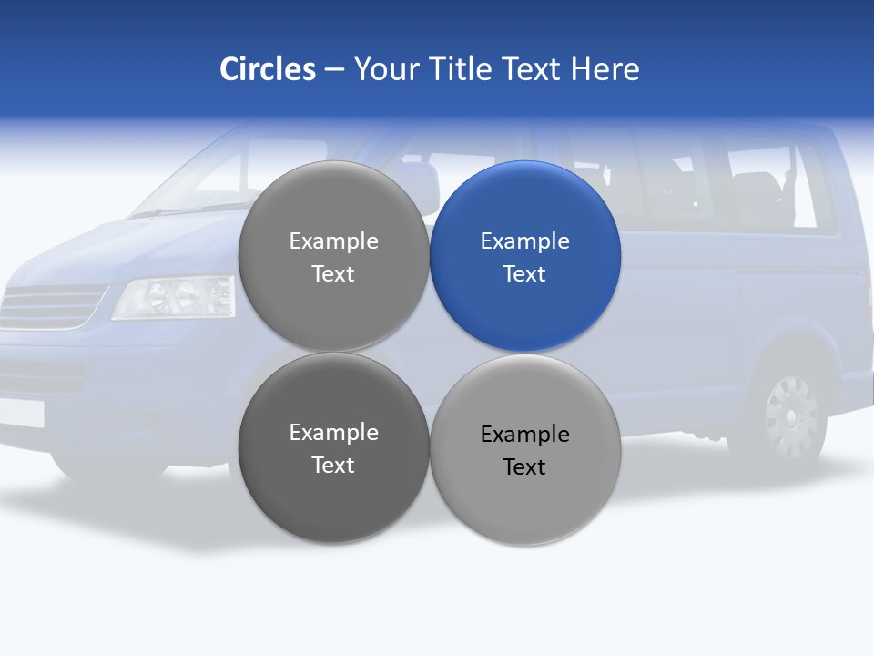 A Blue Passenger Van Isolated On White PowerPoint Template