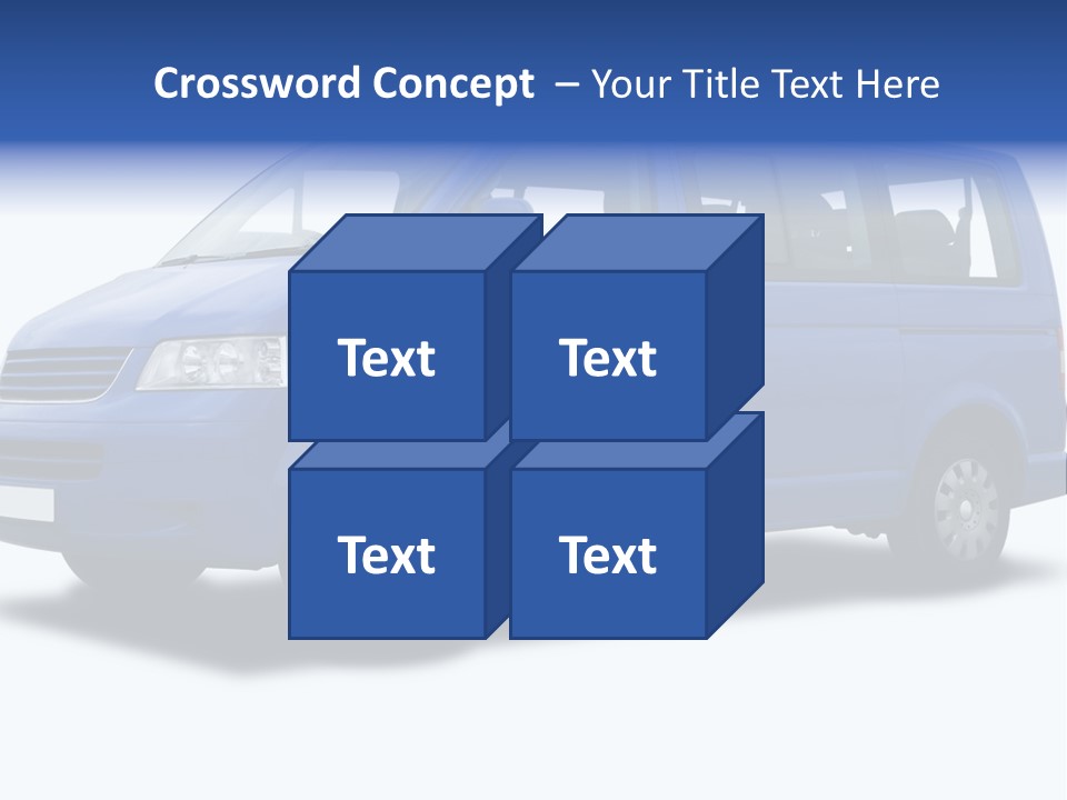 A Blue Passenger Van Isolated On White PowerPoint Template