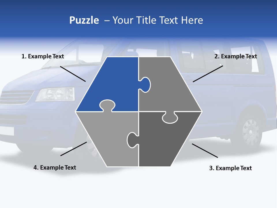 A Blue Passenger Van Isolated On White PowerPoint Template