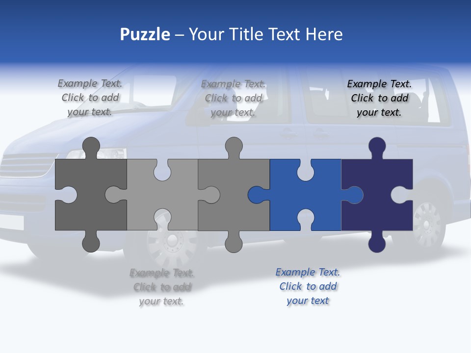 A Blue Passenger Van Isolated On White PowerPoint Template