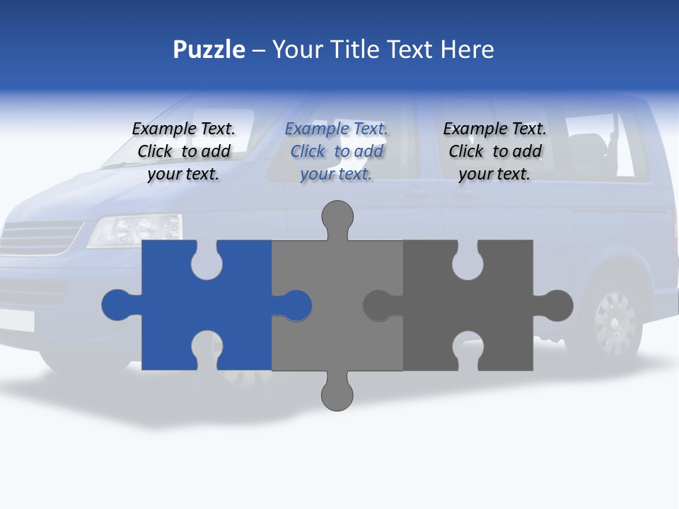 A Blue Passenger Van Isolated On White PowerPoint Template