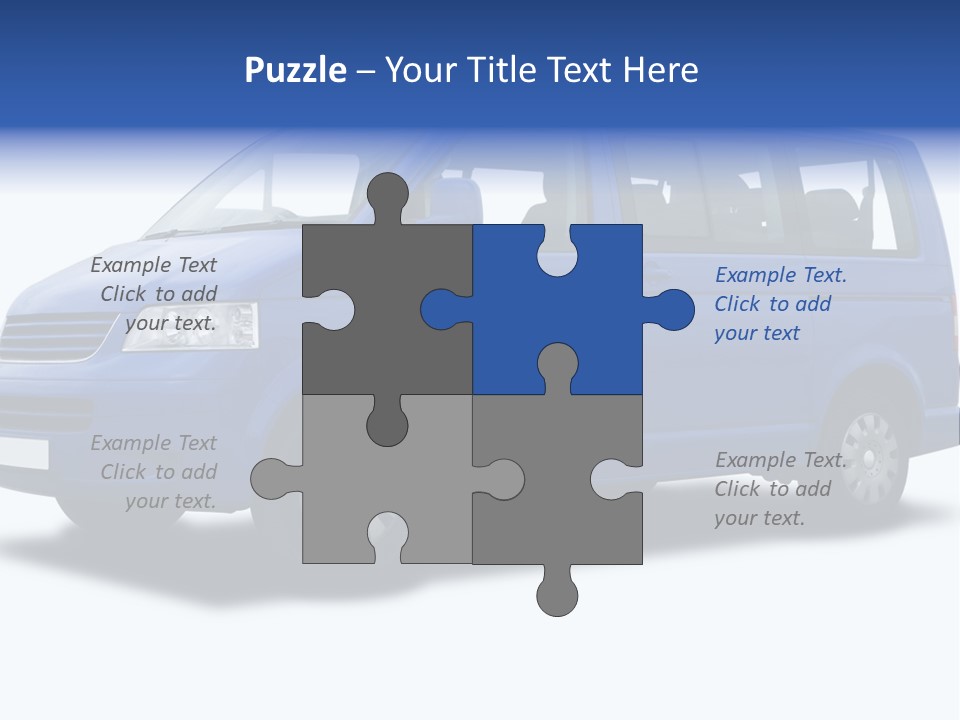 A Blue Passenger Van Isolated On White PowerPoint Template