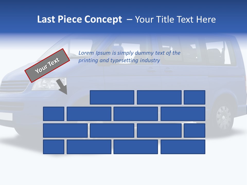 A Blue Passenger Van Isolated On White PowerPoint Template