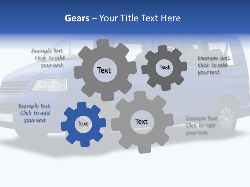 A Blue Passenger Van Isolated On White PowerPoint Template