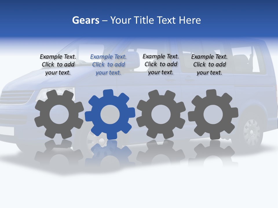 A Blue Passenger Van Isolated On White PowerPoint Template