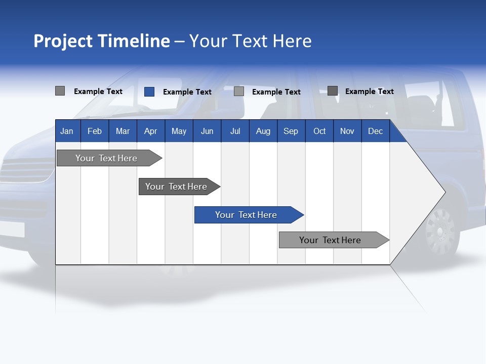 A Blue Passenger Van Isolated On White PowerPoint Template