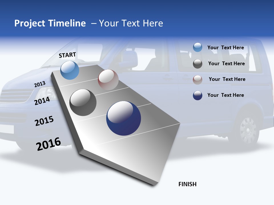 A Blue Passenger Van Isolated On White PowerPoint Template