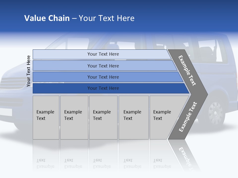 A Blue Passenger Van Isolated On White PowerPoint Template