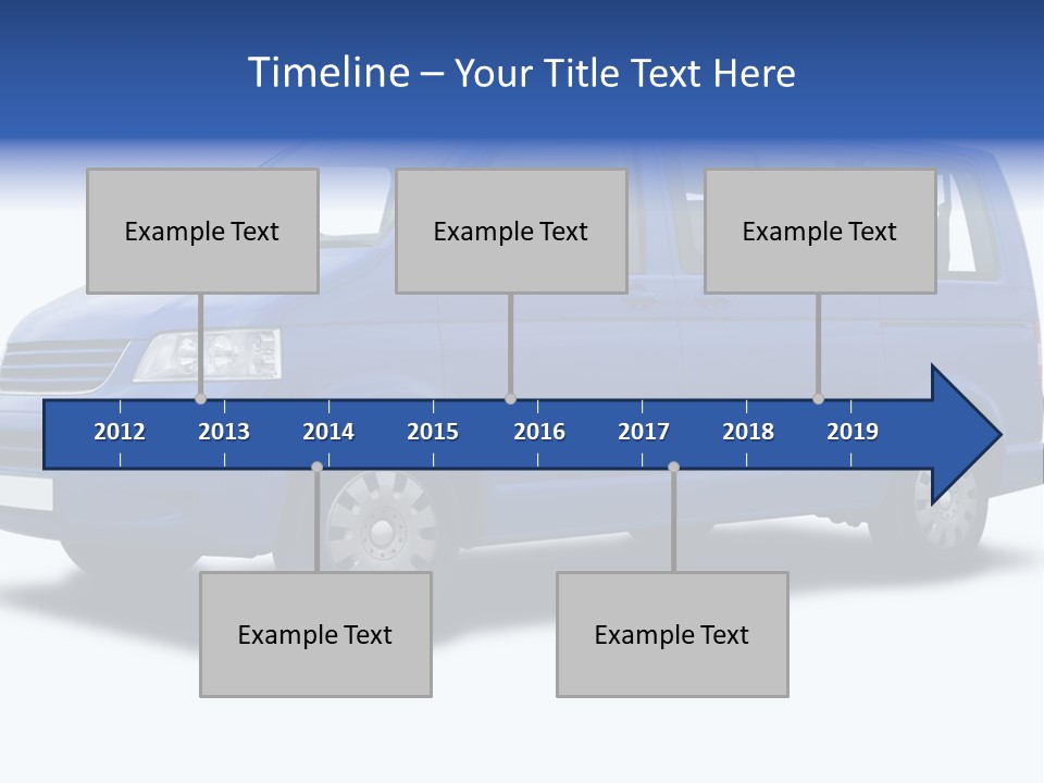 A Blue Passenger Van Isolated On White PowerPoint Template