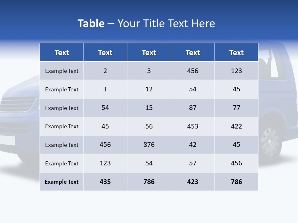 A Blue Passenger Van Isolated On White PowerPoint Template