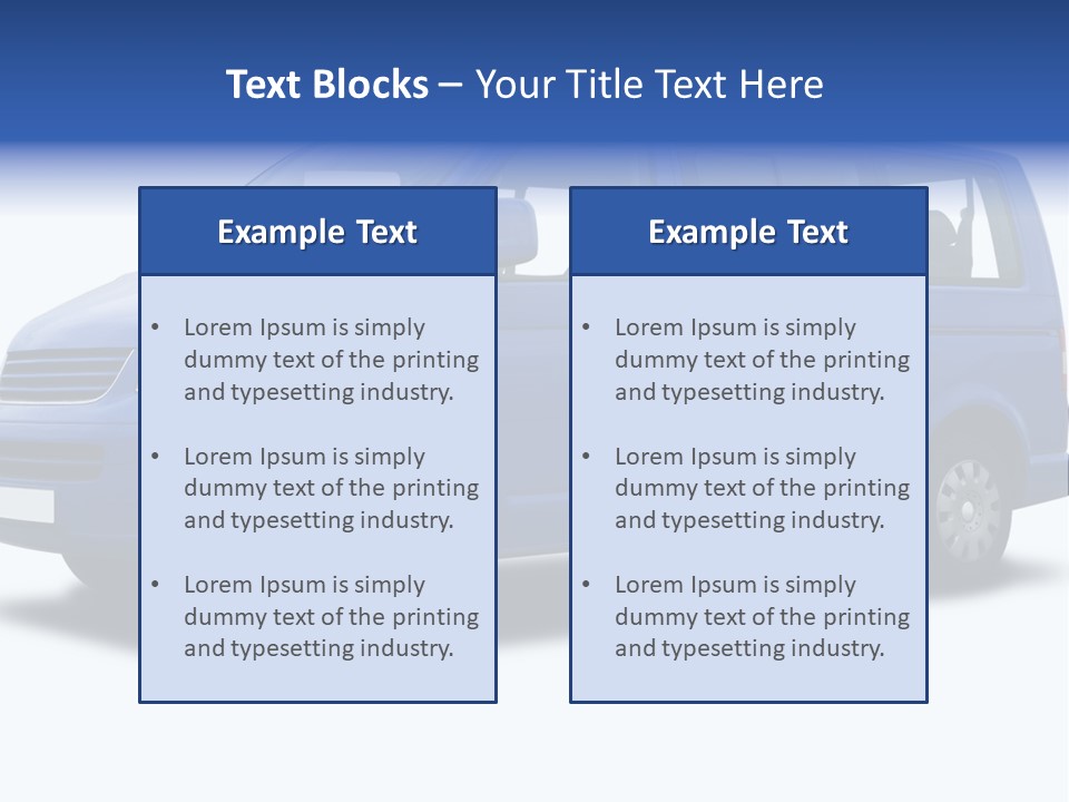 A Blue Passenger Van Isolated On White PowerPoint Template
