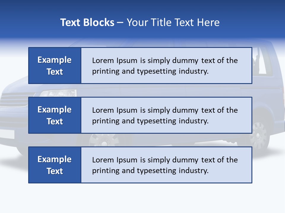 A Blue Passenger Van Isolated On White PowerPoint Template