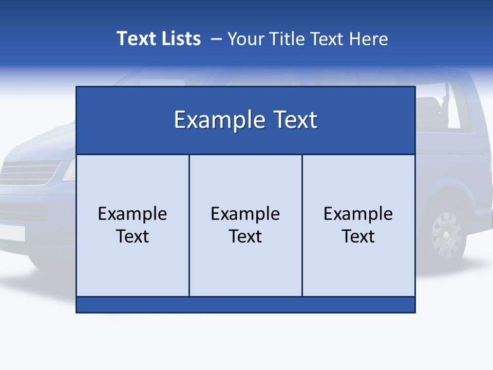 A Blue Passenger Van Isolated On White PowerPoint Template