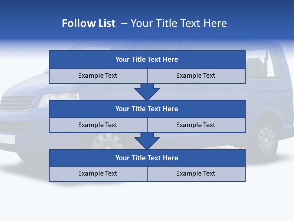 A Blue Passenger Van Isolated On White PowerPoint Template