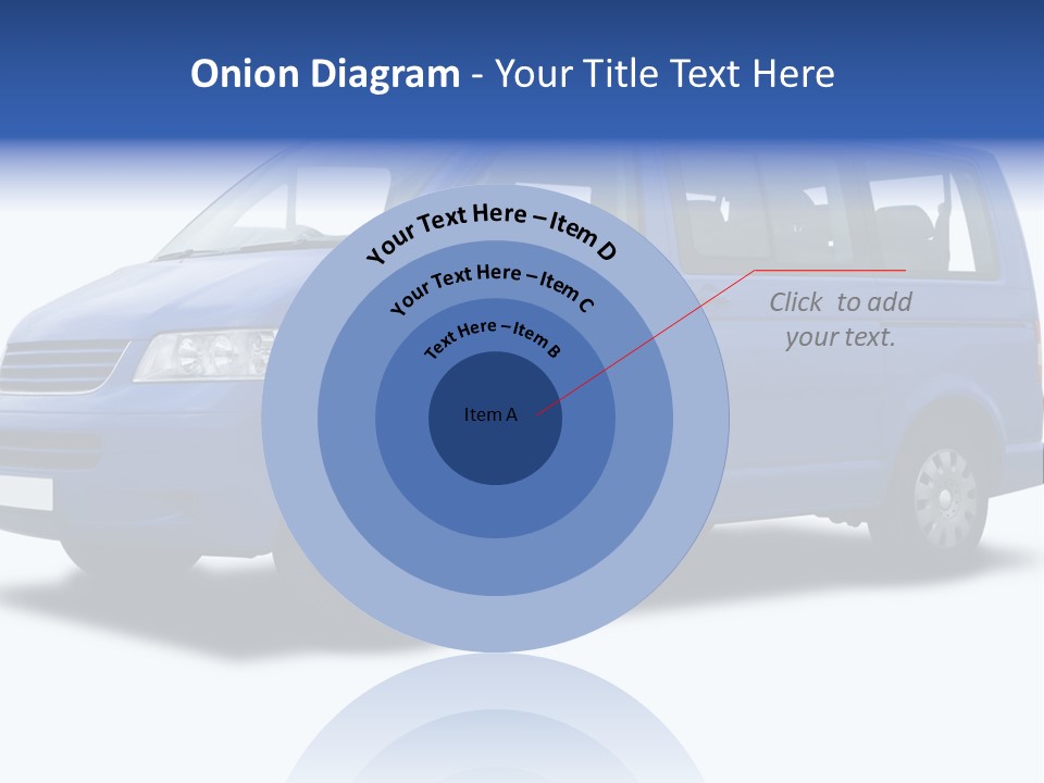 A Blue Passenger Van Isolated On White PowerPoint Template