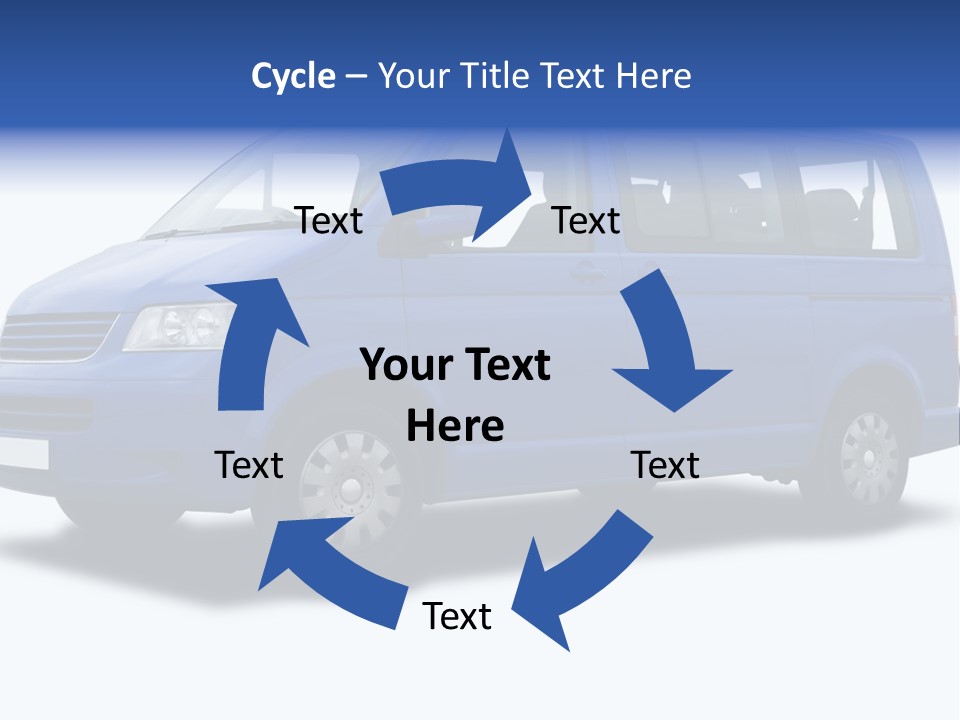 A Blue Passenger Van Isolated On White PowerPoint Template