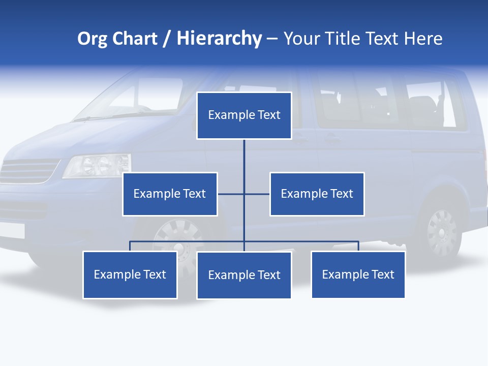 A Blue Passenger Van Isolated On White PowerPoint Template