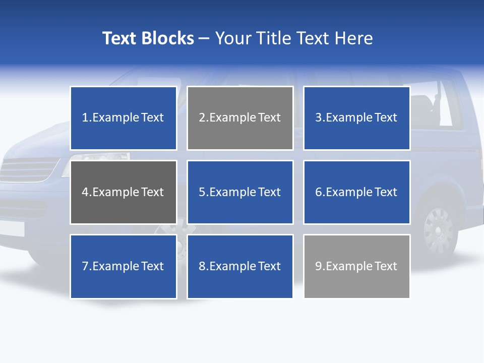 A Blue Passenger Van Isolated On White PowerPoint Template