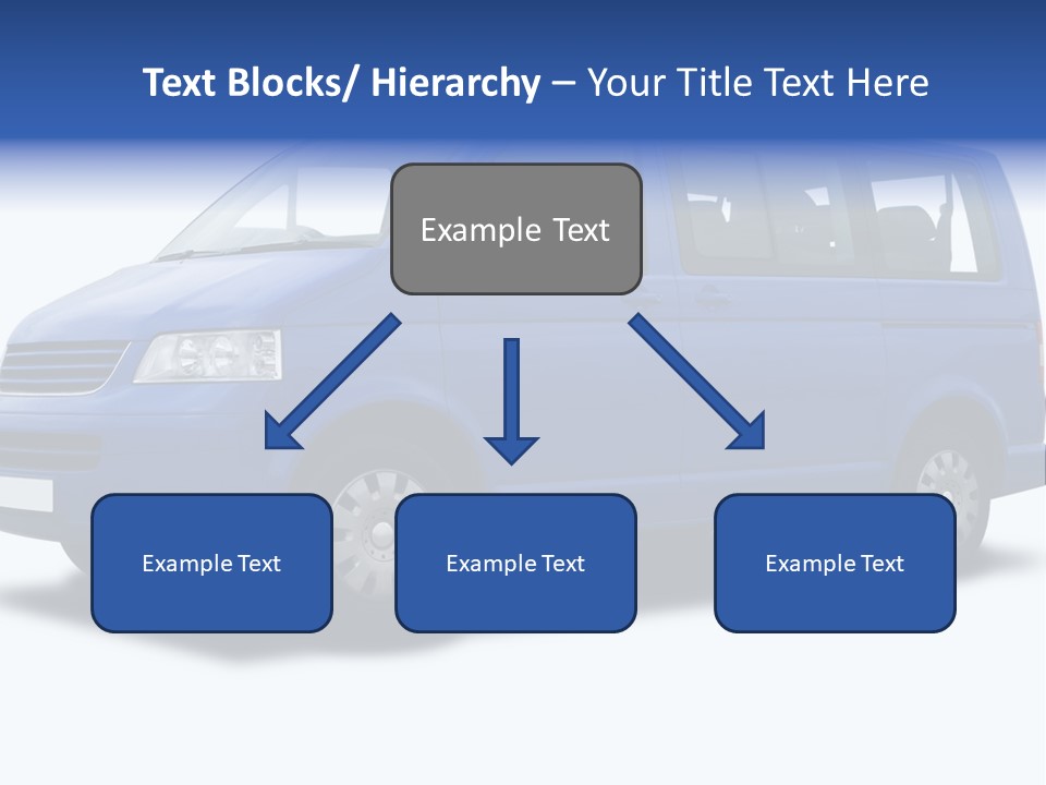 A Blue Passenger Van Isolated On White PowerPoint Template