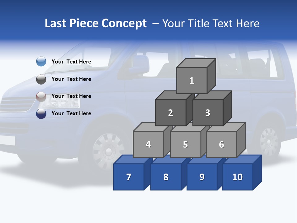 A Blue Passenger Van Isolated On White PowerPoint Template