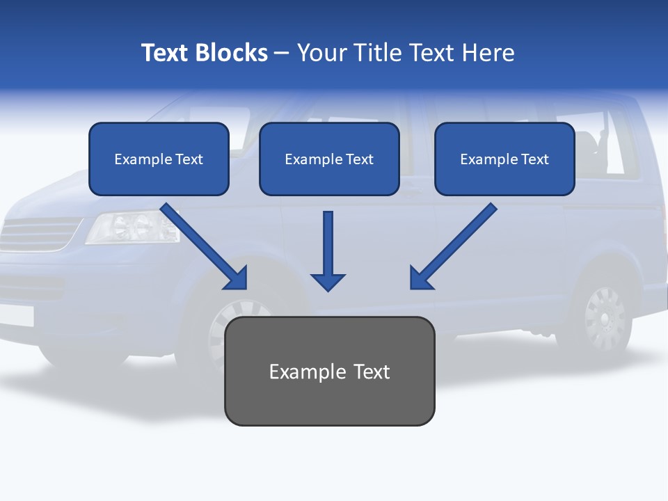 A Blue Passenger Van Isolated On White PowerPoint Template