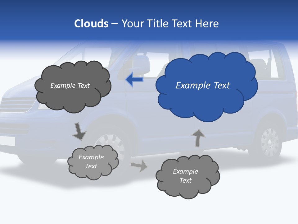 A Blue Passenger Van Isolated On White PowerPoint Template
