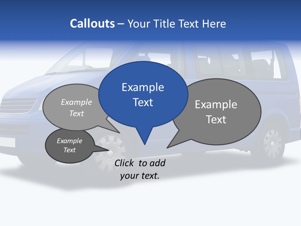 A Blue Passenger Van Isolated On White PowerPoint Template