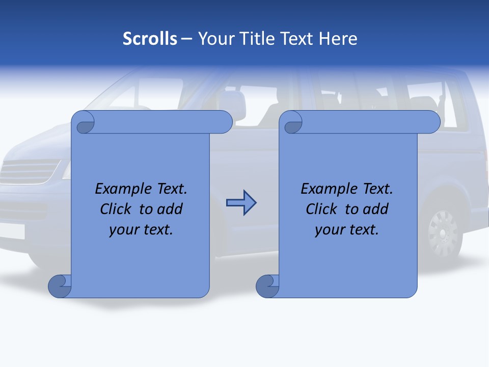 A Blue Passenger Van Isolated On White PowerPoint Template