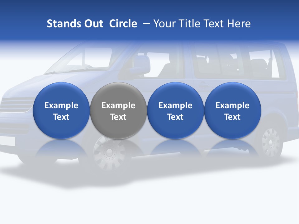 A Blue Passenger Van Isolated On White PowerPoint Template