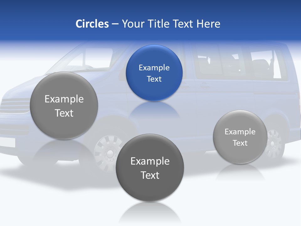 A Blue Passenger Van Isolated On White PowerPoint Template