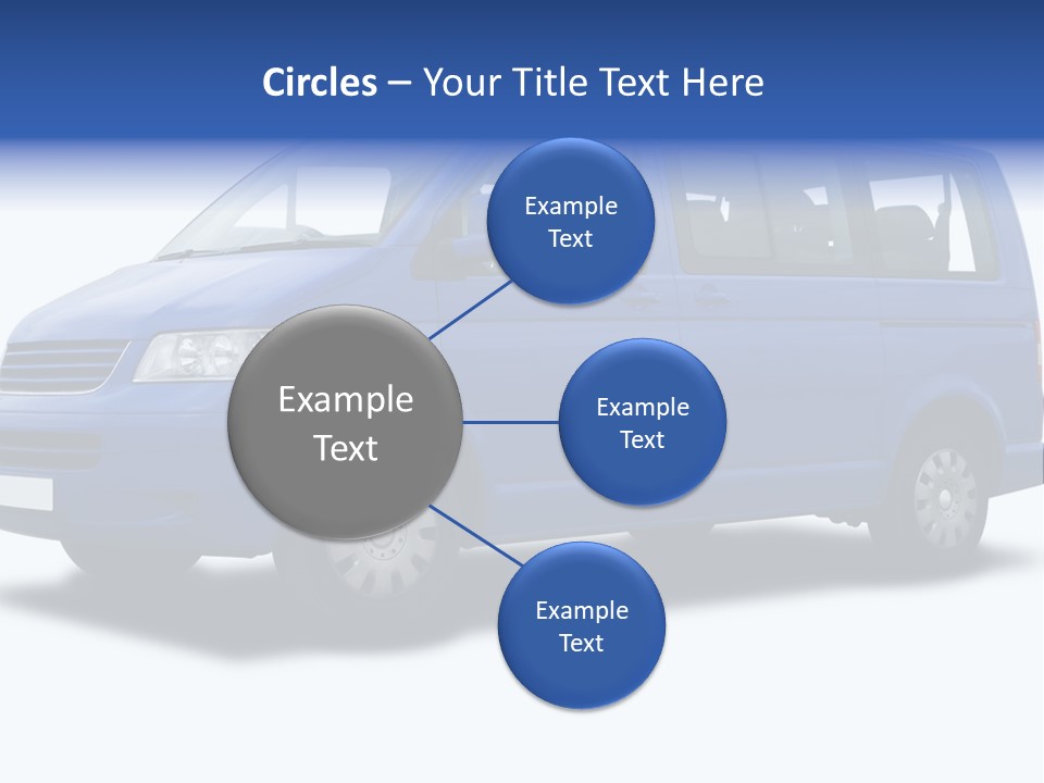 A Blue Passenger Van Isolated On White PowerPoint Template