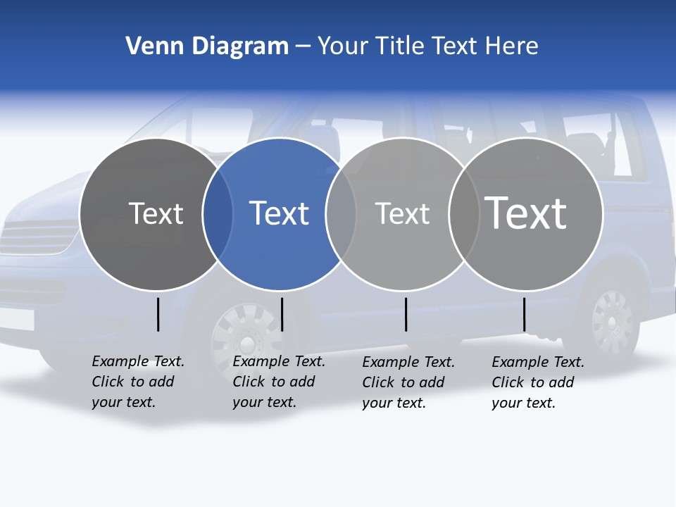 A Blue Passenger Van Isolated On White PowerPoint Template