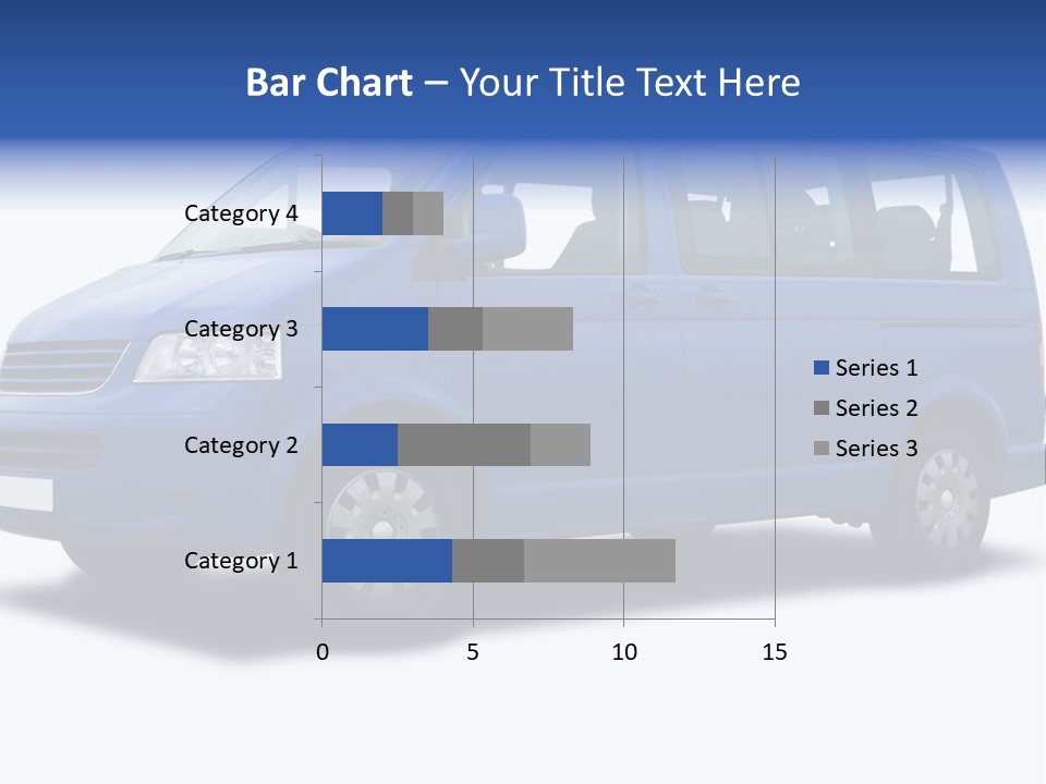 A Blue Passenger Van Isolated On White PowerPoint Template