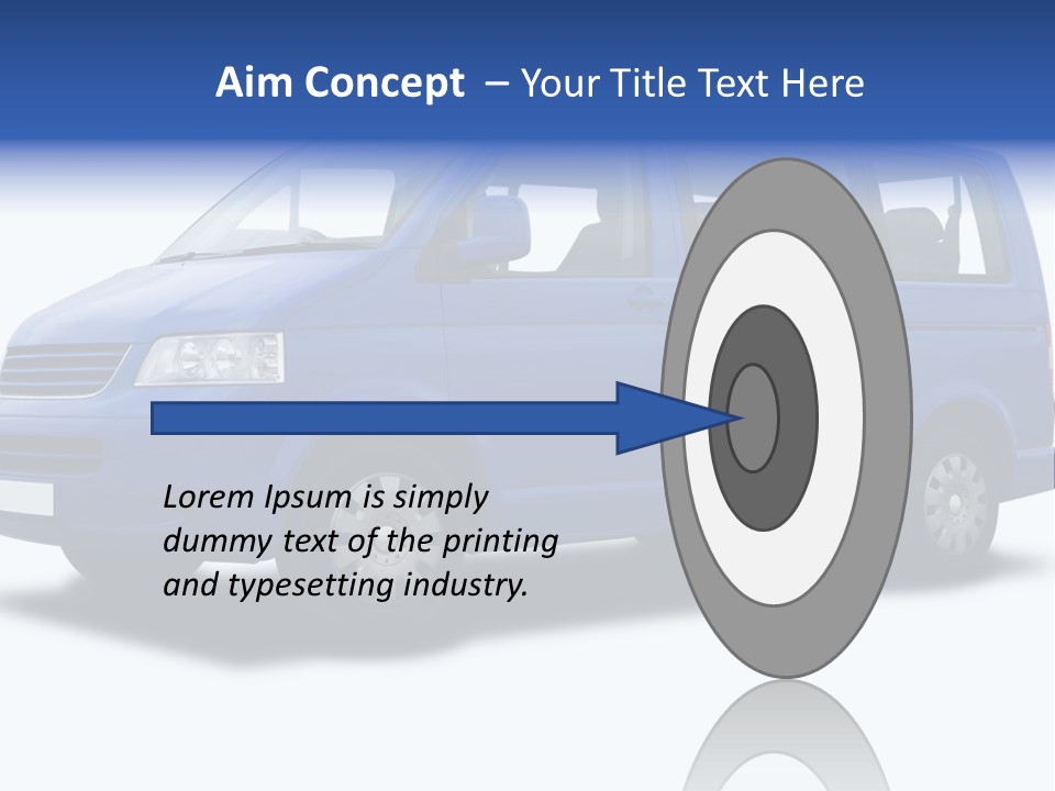 A Blue Passenger Van Isolated On White PowerPoint Template