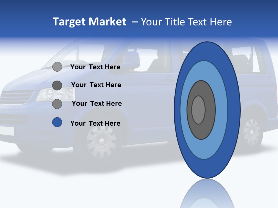 A Blue Passenger Van Isolated On White PowerPoint Template