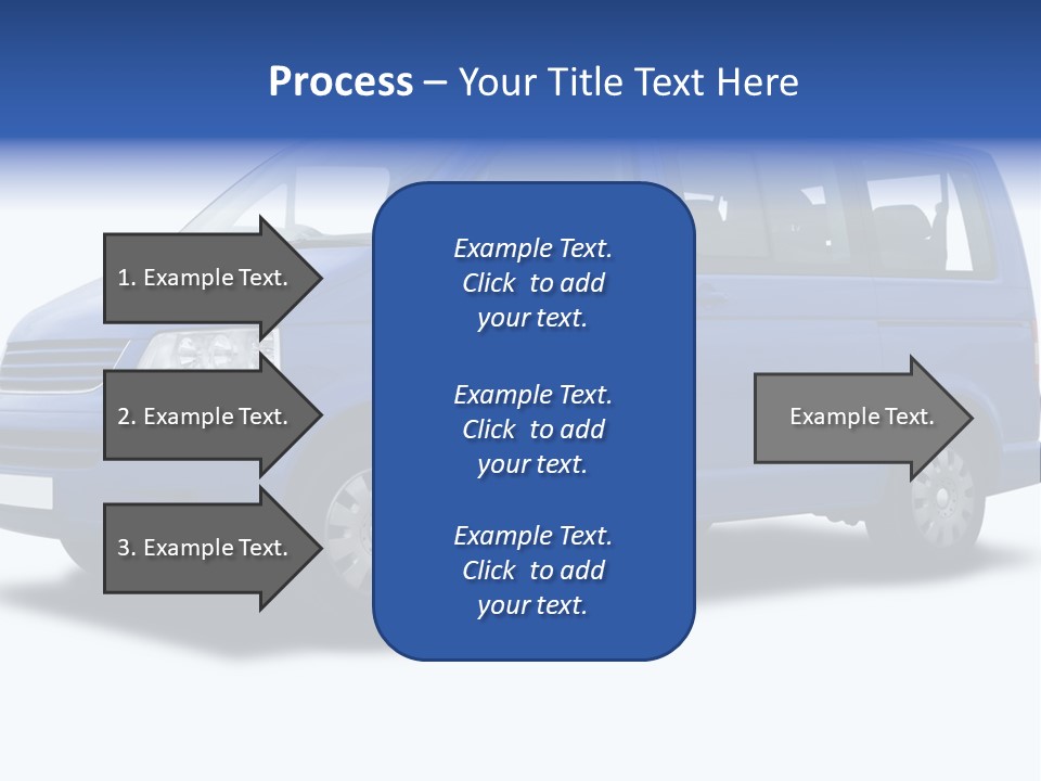A Blue Passenger Van Isolated On White PowerPoint Template