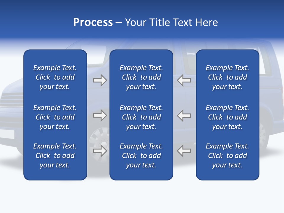 A Blue Passenger Van Isolated On White PowerPoint Template