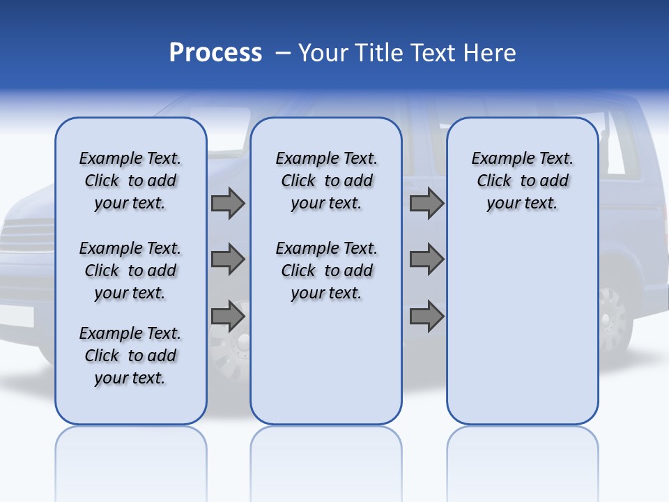 A Blue Passenger Van Isolated On White PowerPoint Template