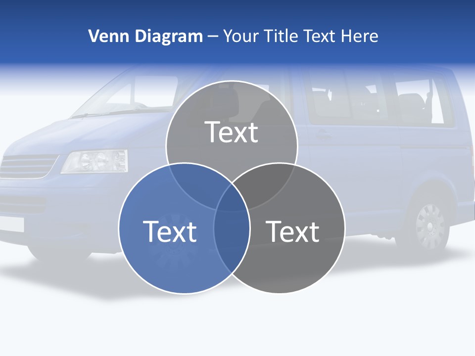 A Blue Passenger Van Isolated On White PowerPoint Template