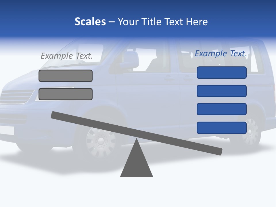 A Blue Passenger Van Isolated On White PowerPoint Template