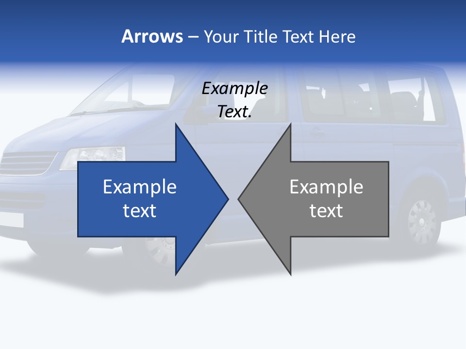 A Blue Passenger Van Isolated On White PowerPoint Template